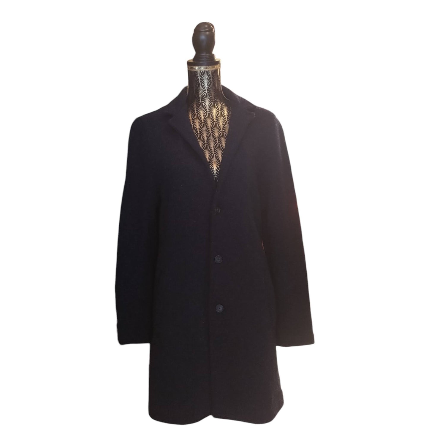 Cappotto vintage blu in pura lana custom