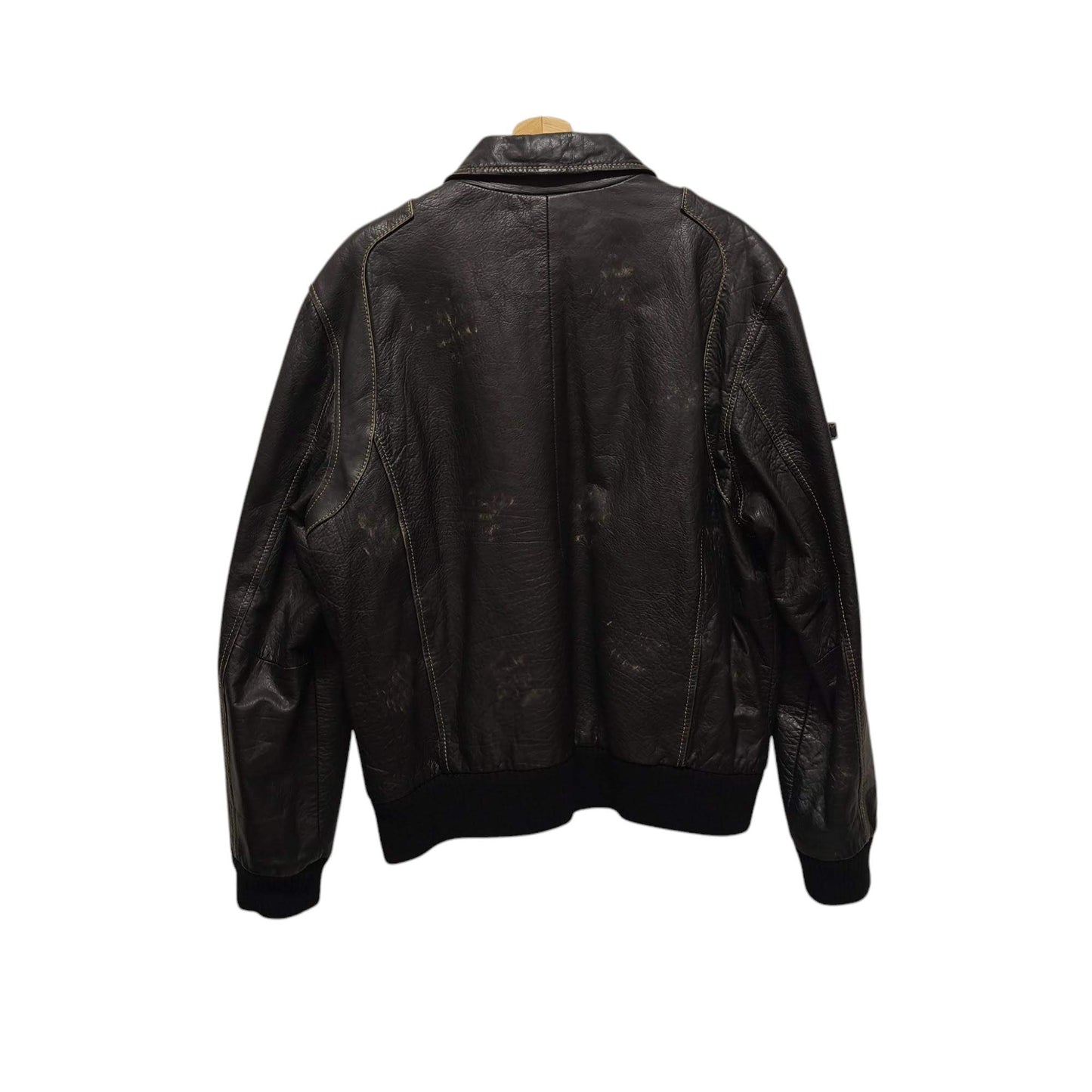 Giacca vintage in pelle marrone anni 80 modello bomber
