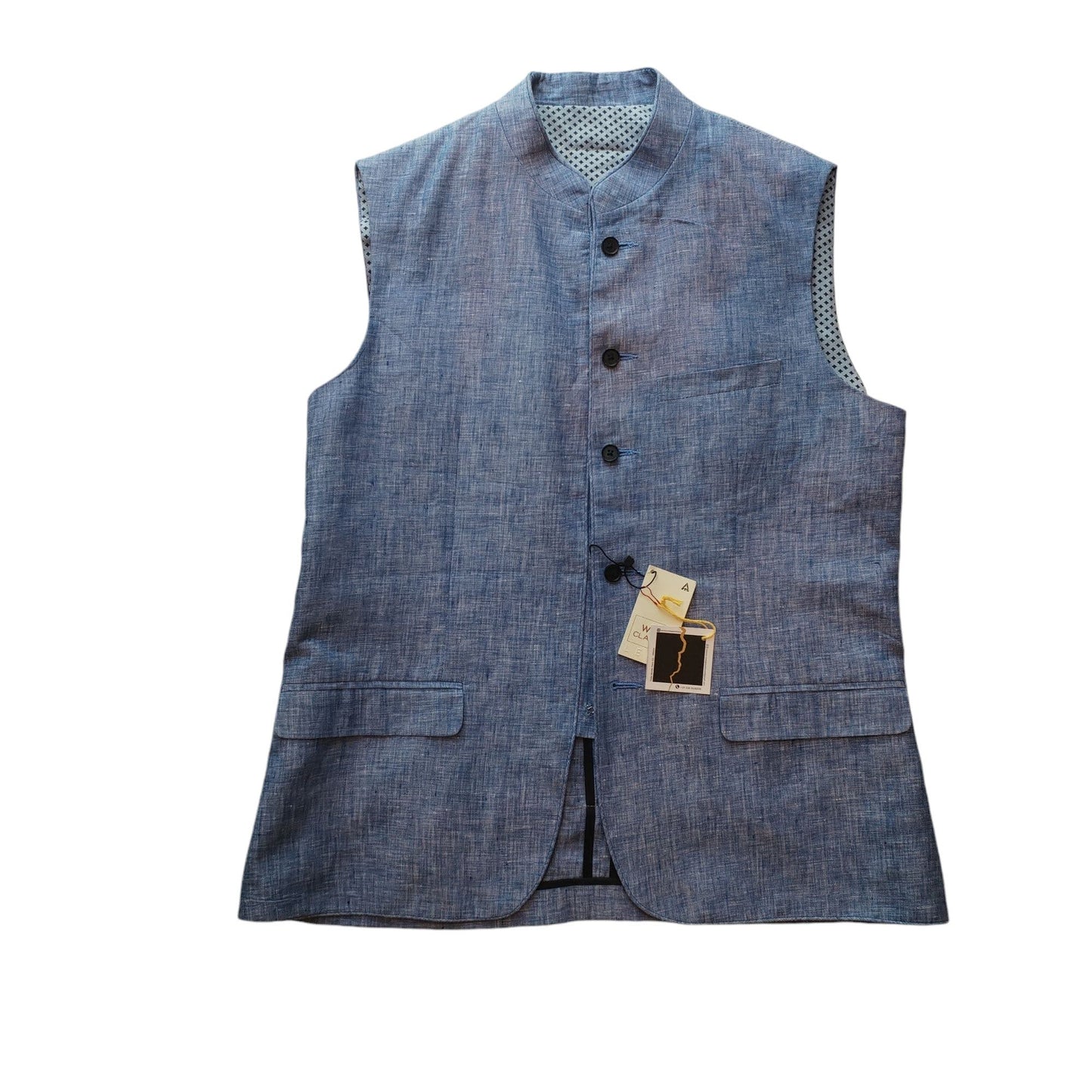 Gilet vintage in lino custom con applicazione giapponese