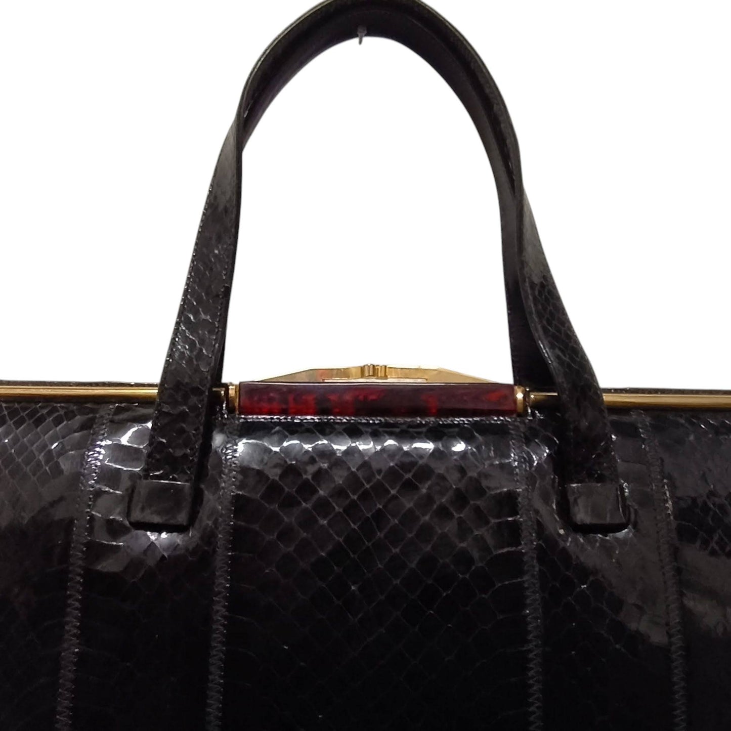 Borsa vintage anni 50 in pitone nero