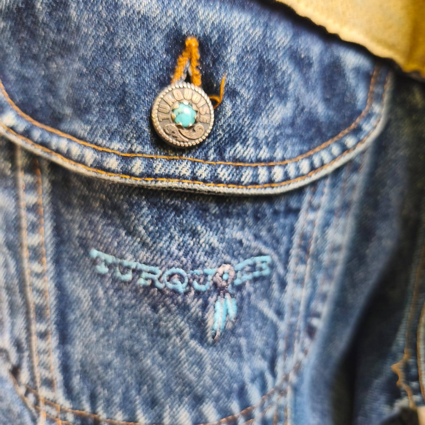 Giacca vintage in jeans Turquoise Taglia xl