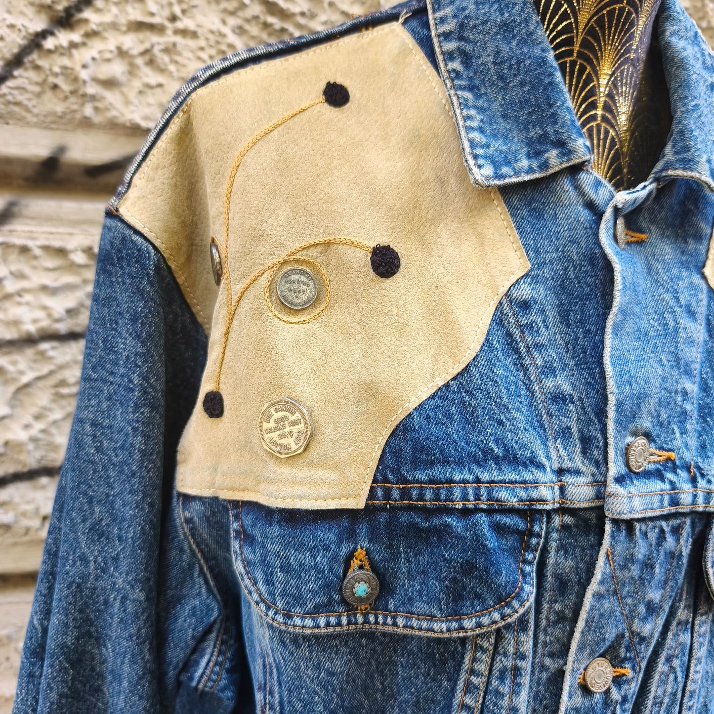 Giacca vintage in jeans Turquoise Taglia xl