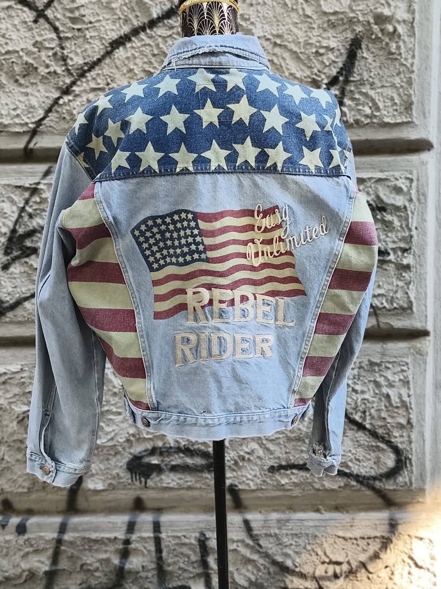 Giacca vintage in jeans Unlimited Rebel Rider Taglia xl