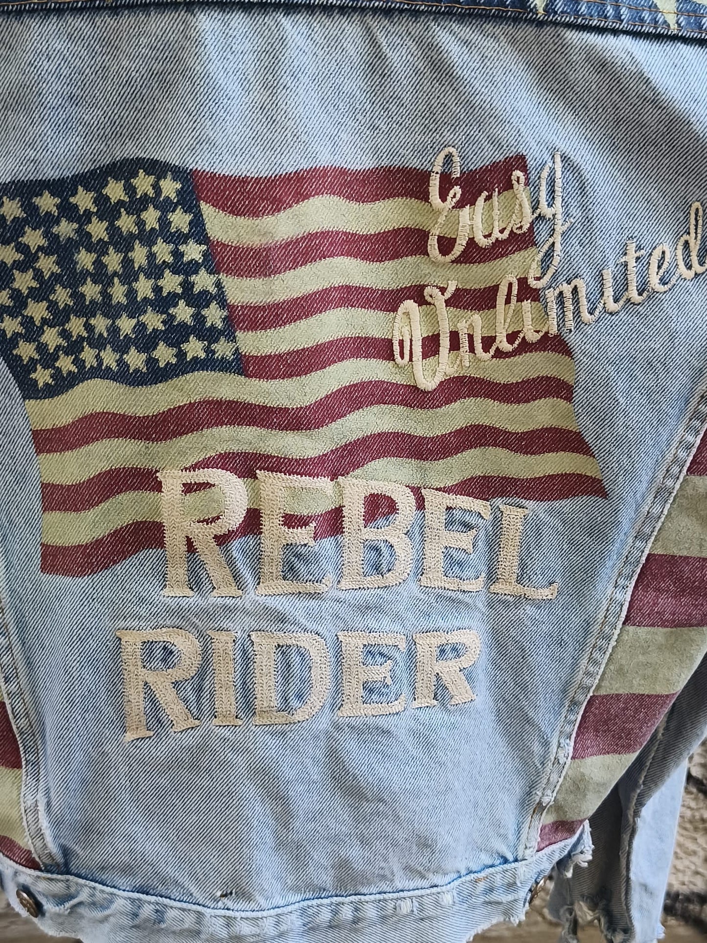 Giacca vintage in jeans Unlimited Rebel Rider Taglia xl