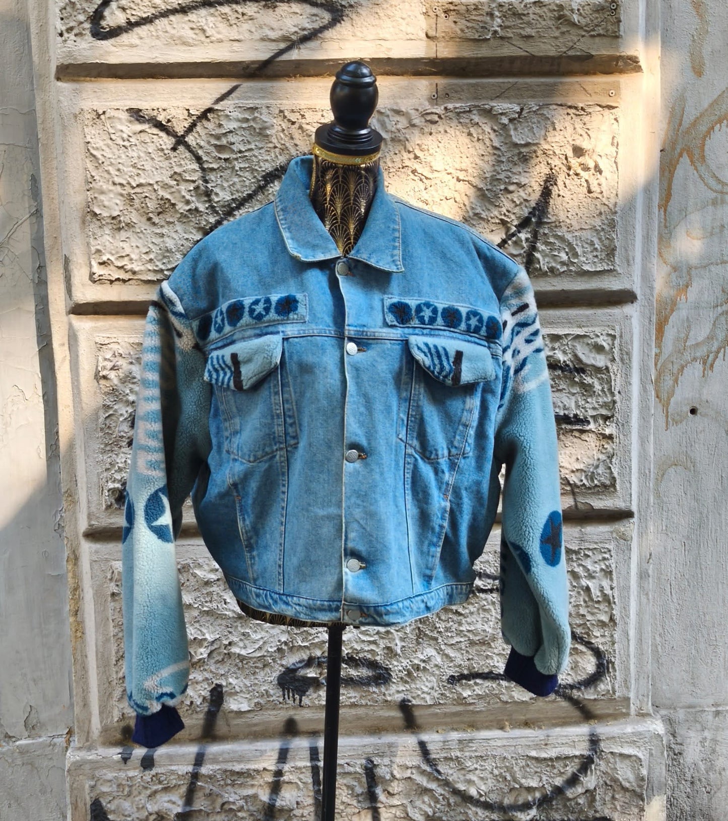 Giacca in jeans vintage Shining nativi d'America Taglia L