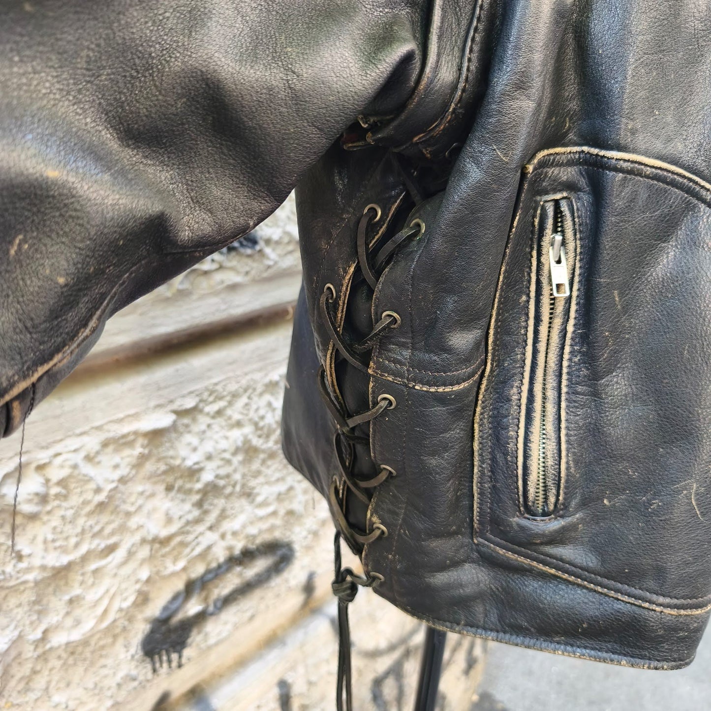 Giacca vintage in pelle Harley Davidson smanicabile Taglia xl