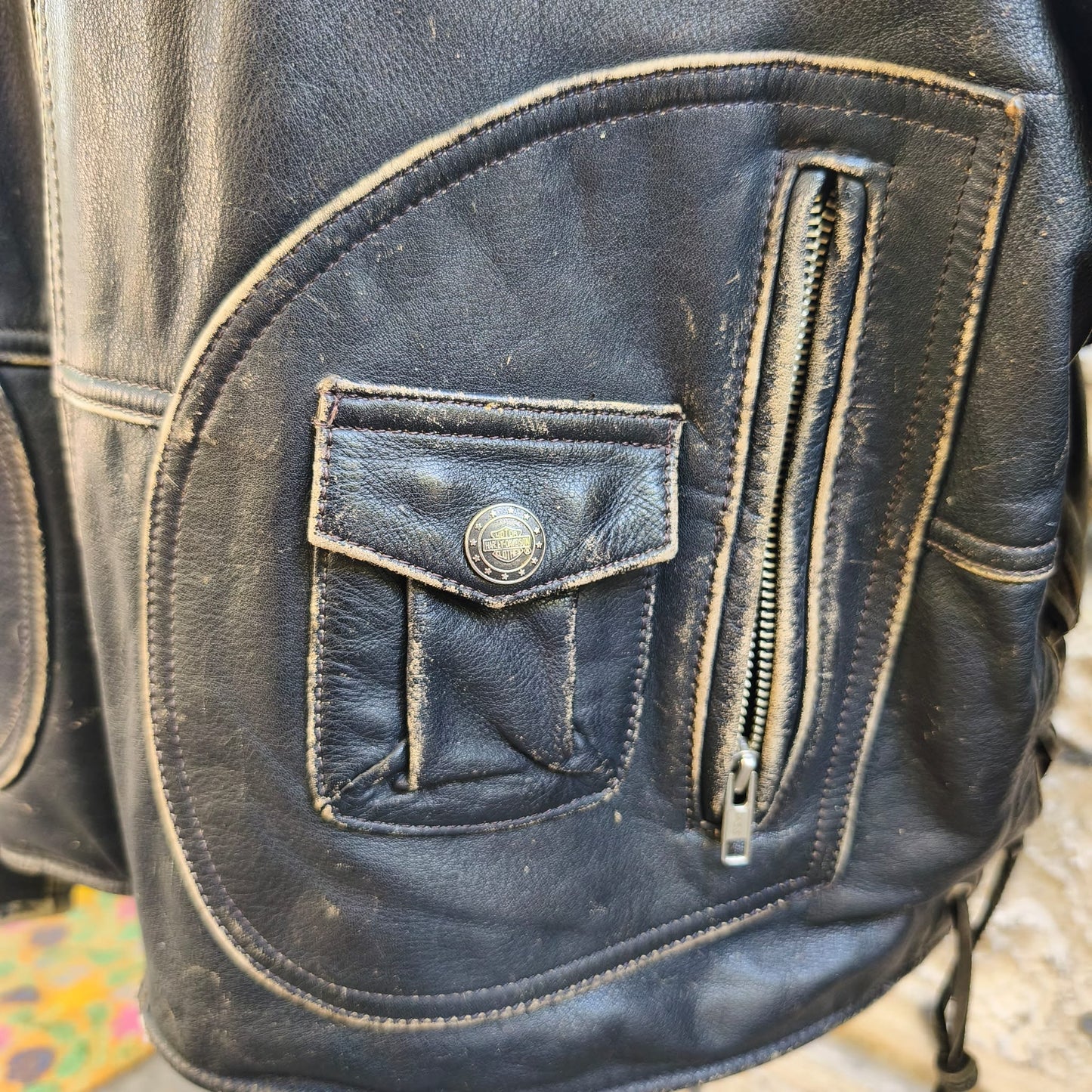 Giacca vintage in pelle Harley Davidson smanicabile Taglia xl