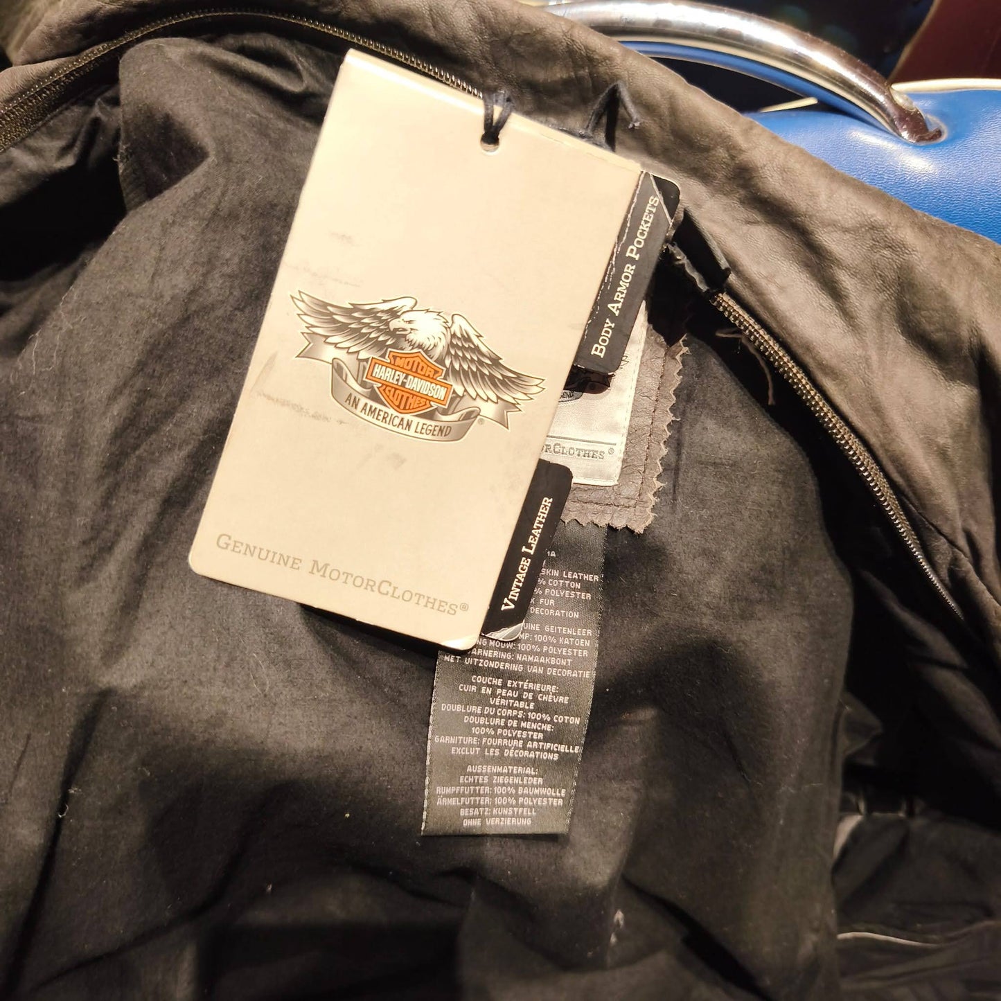Giacca vintage in pelle Harley Davidson testa di moro