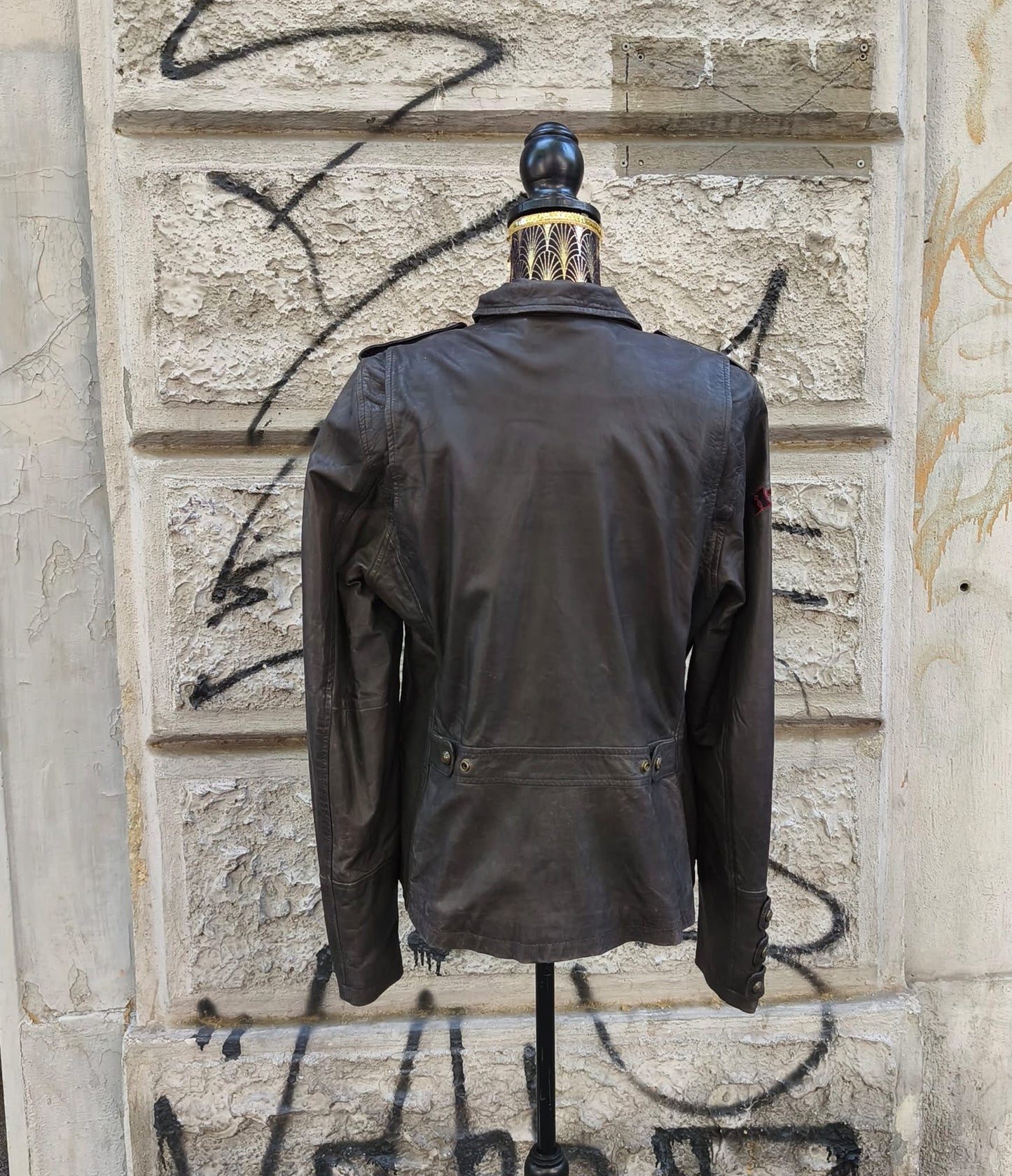 Giacca vintage in pelle Harley Davidson testa di moro