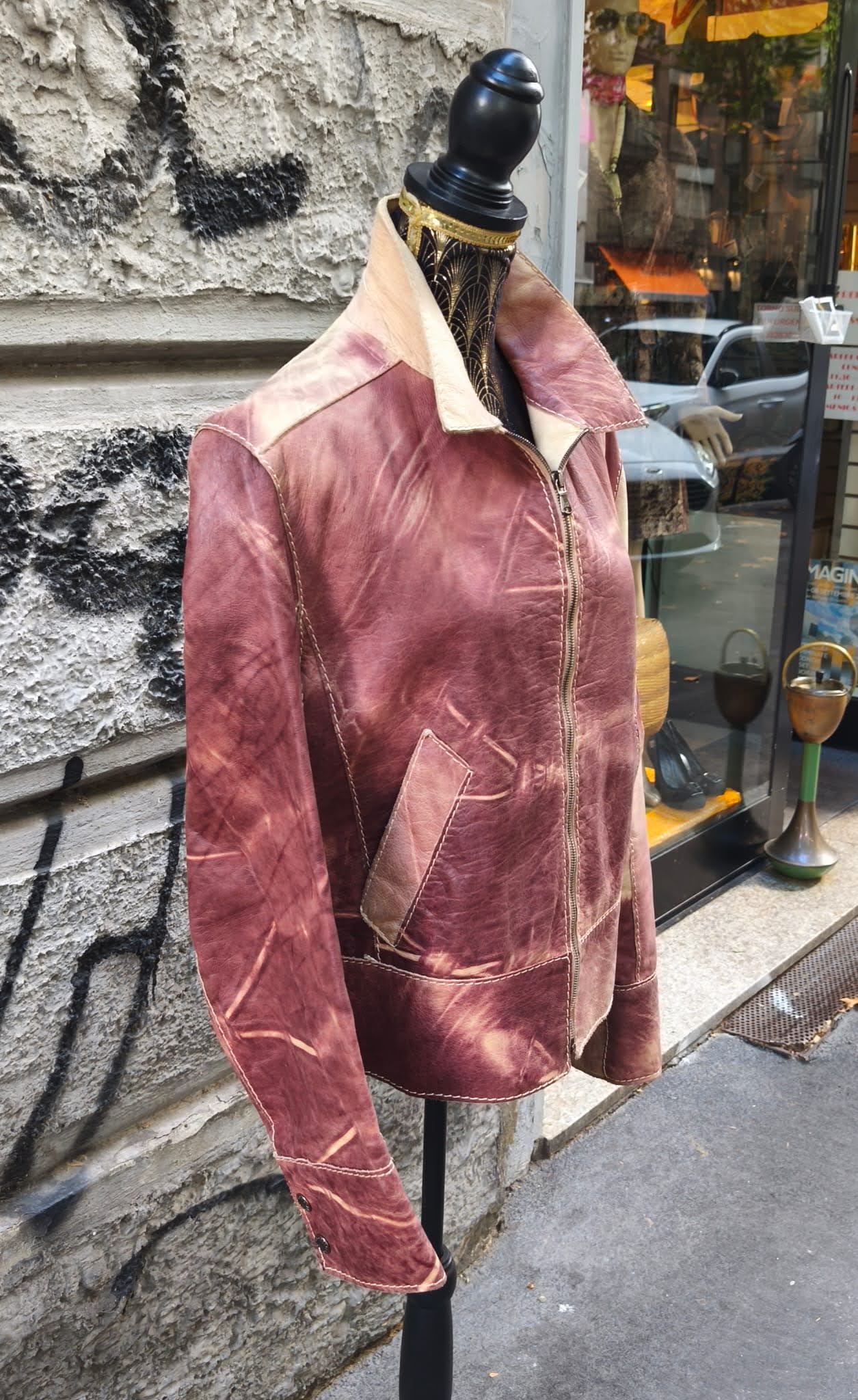 Giacca in pelle vintage Dolce e Gabbana Taglia 46