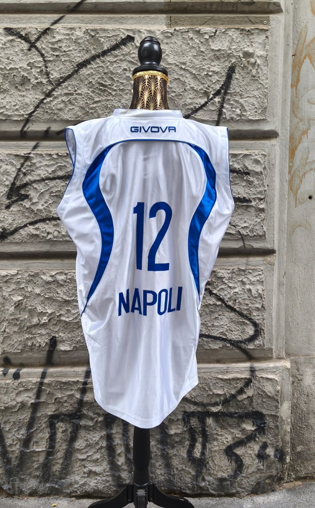 Canotta basket vintage dell'Azzurro Napoli con autografi Taglia xl