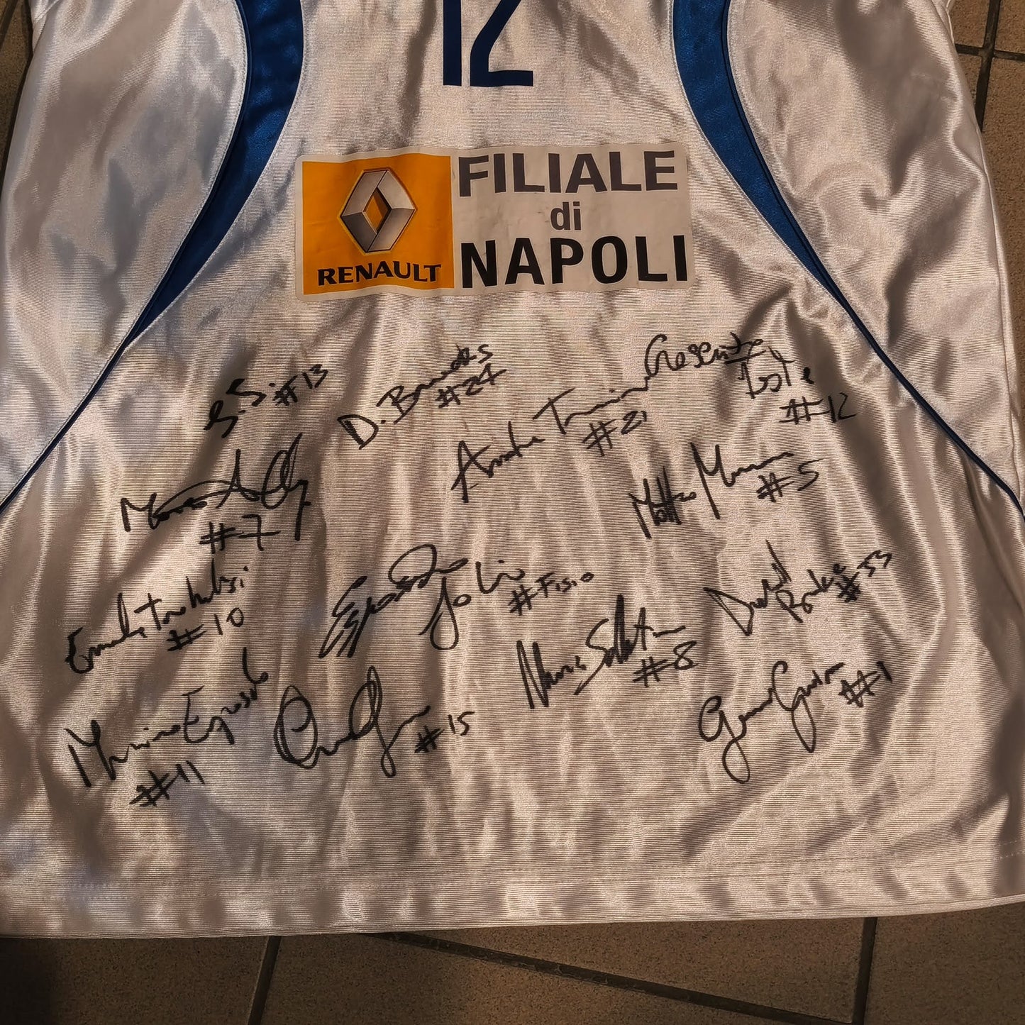 Canotta basket vintage dell'Azzurro Napoli con autografi Taglia xl