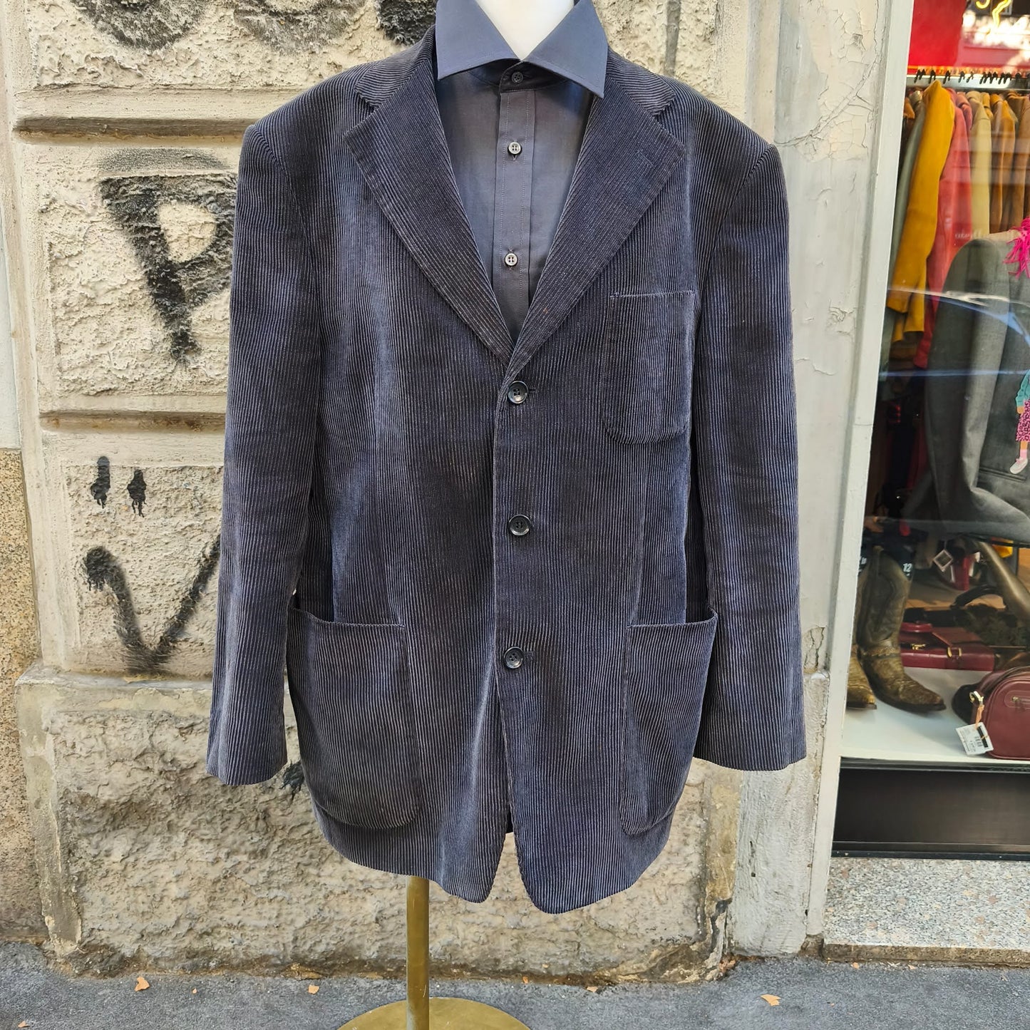 Blazer uomo vintage in velluto a coste grigio