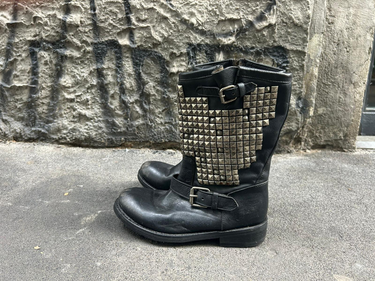 Stivali vintage biker Ash con borchie