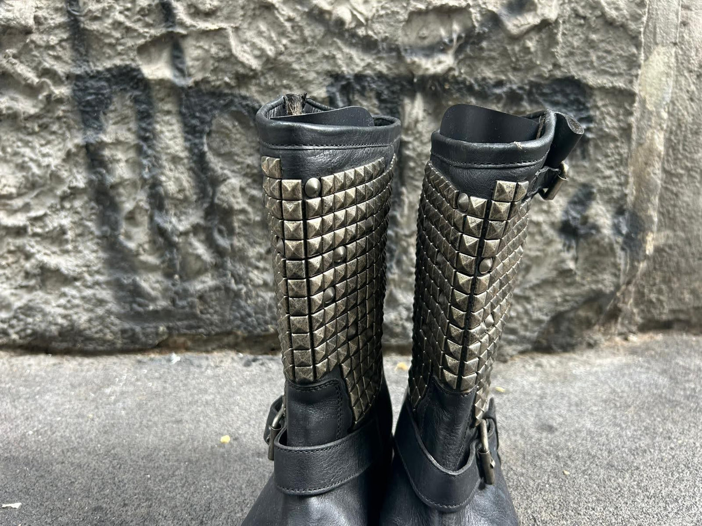 Stivali vintage biker Ash con borchie