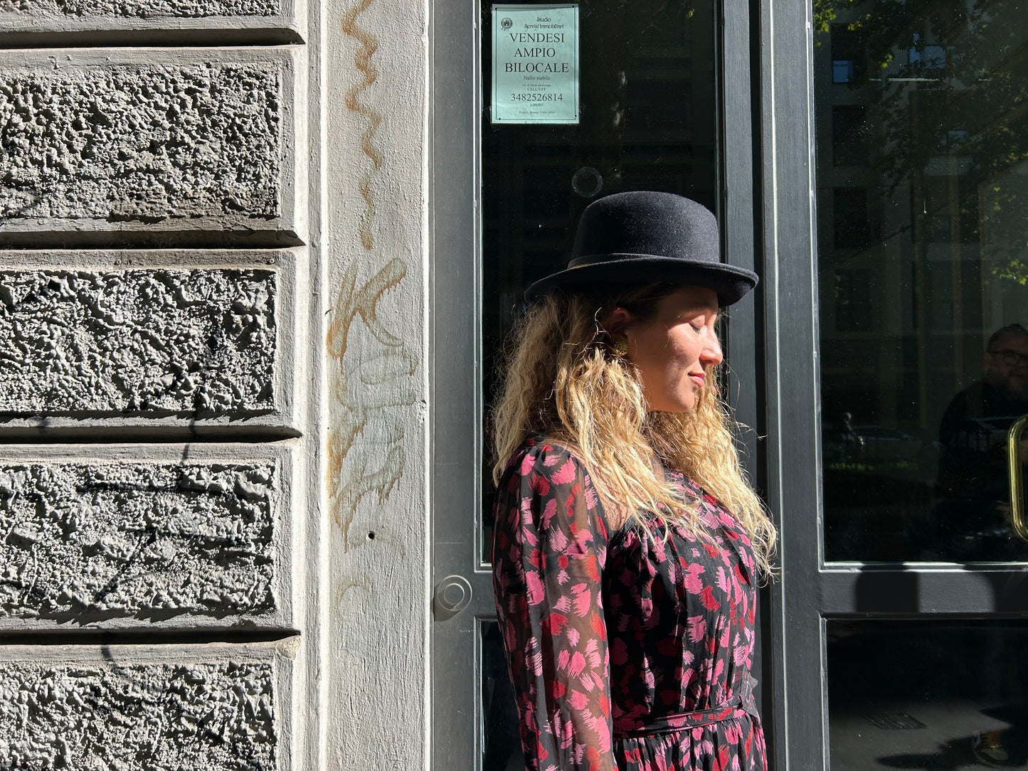 Cappello vintage in lana nero modello fedora