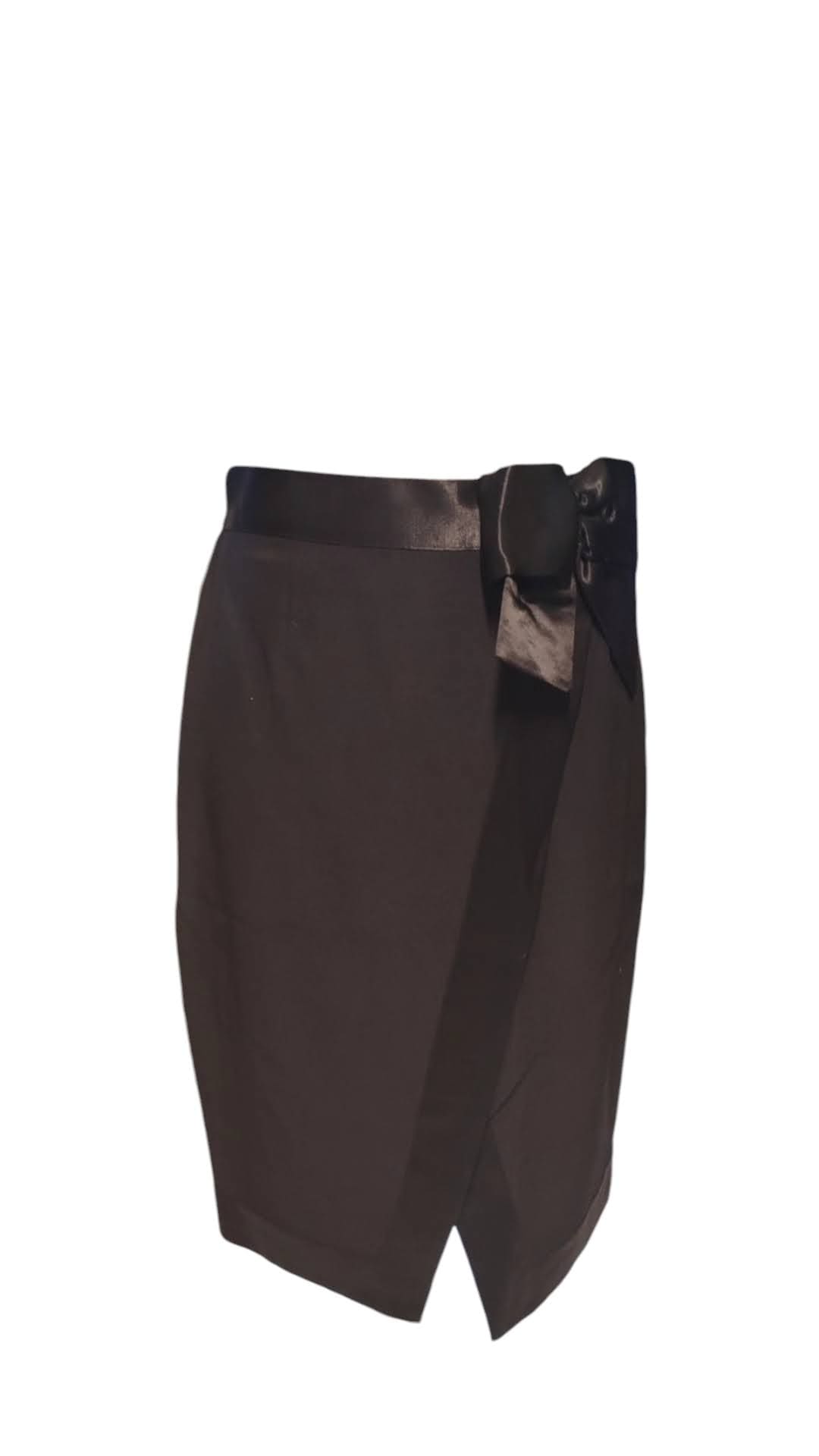Gonna vintage sartoriale nera con fiocco in raso