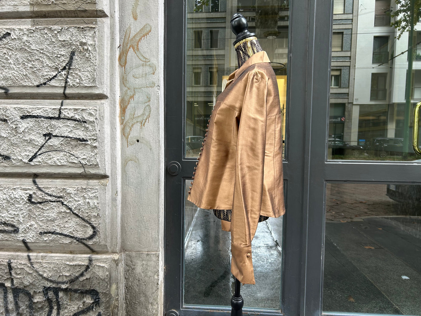 Camicia vintage bronzo in shantung di seta