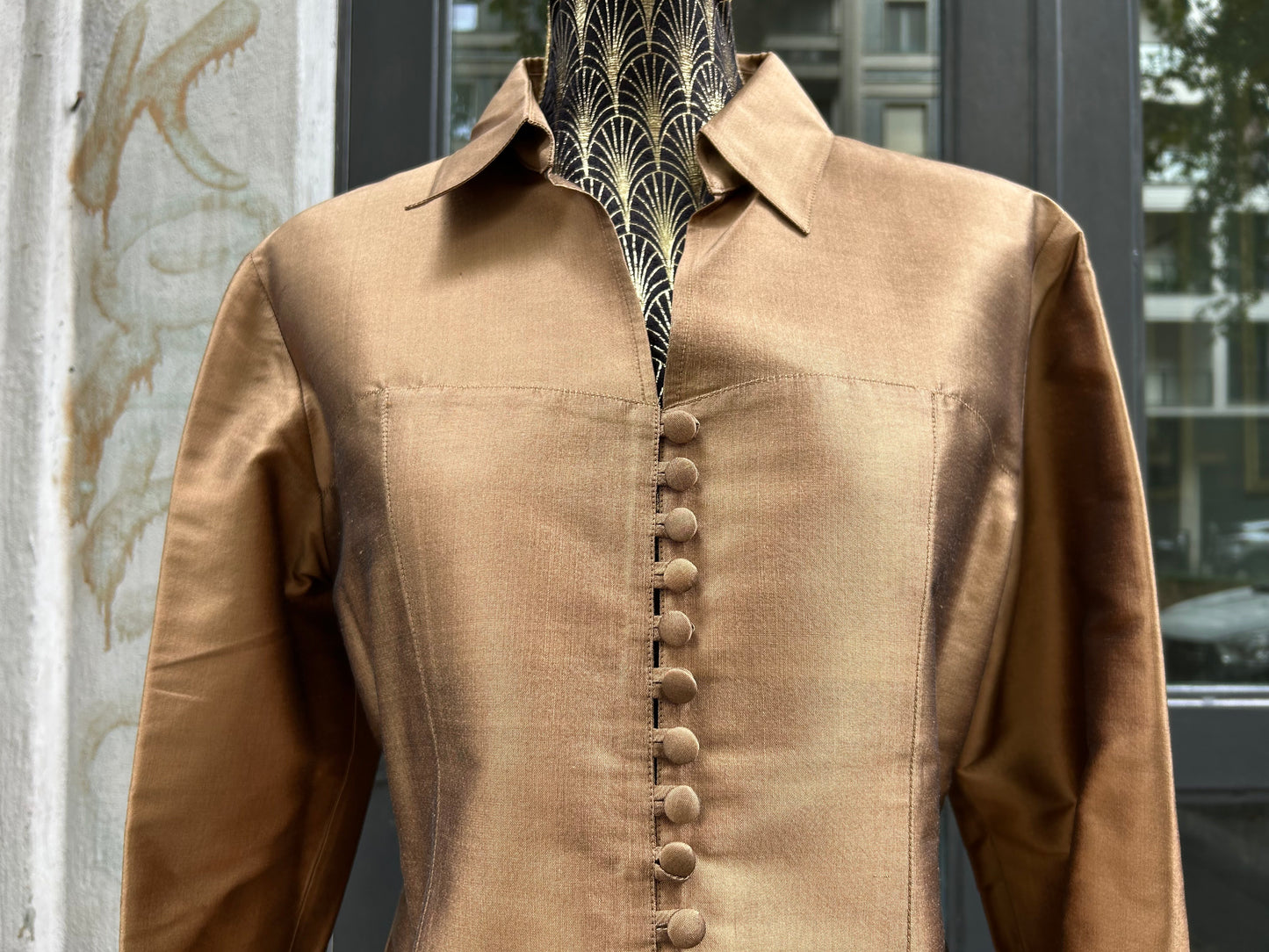 Camicia vintage bronzo in shantung di seta