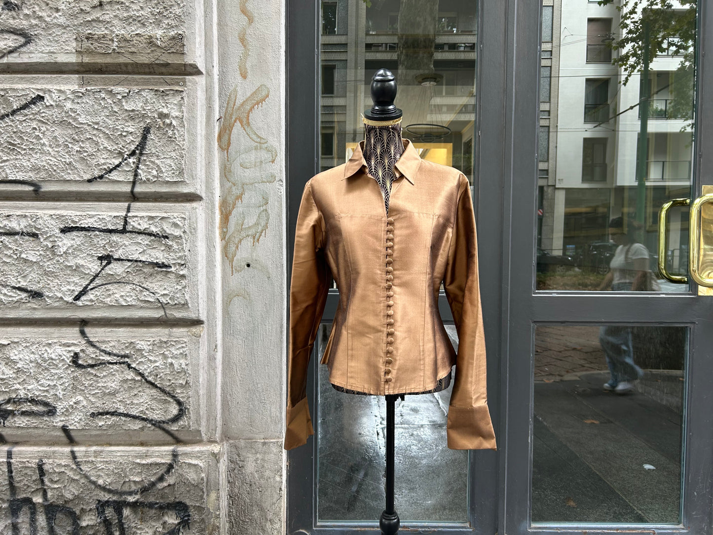 Camicia vintage bronzo in shantung di seta