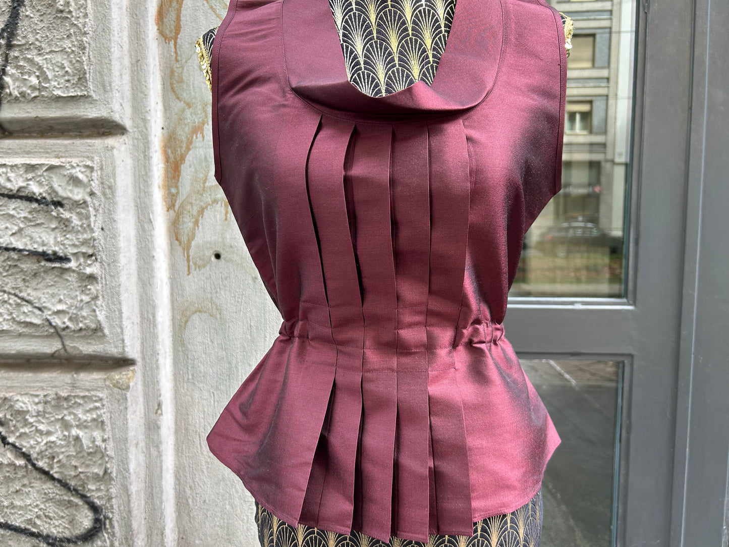 Camicia gilet in shantung di seta vintage
