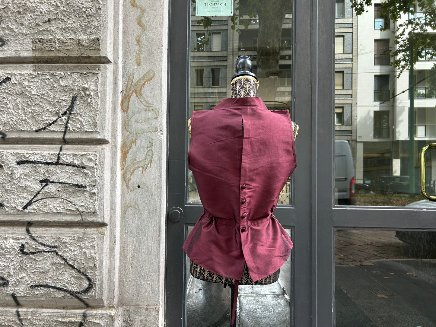 Camicia gilet in shantung di seta vintage