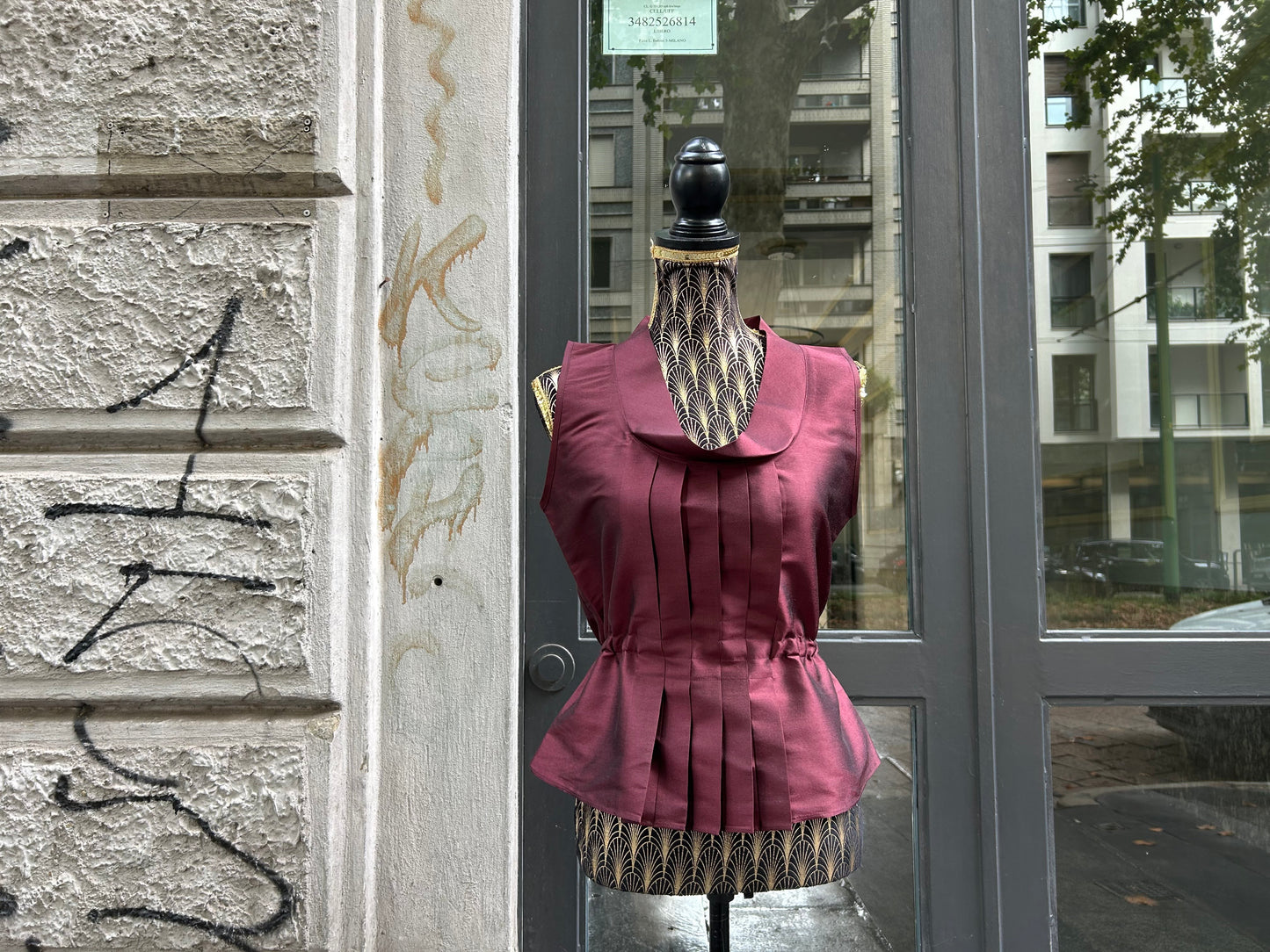 Camicia gilet in shantung di seta vintage
