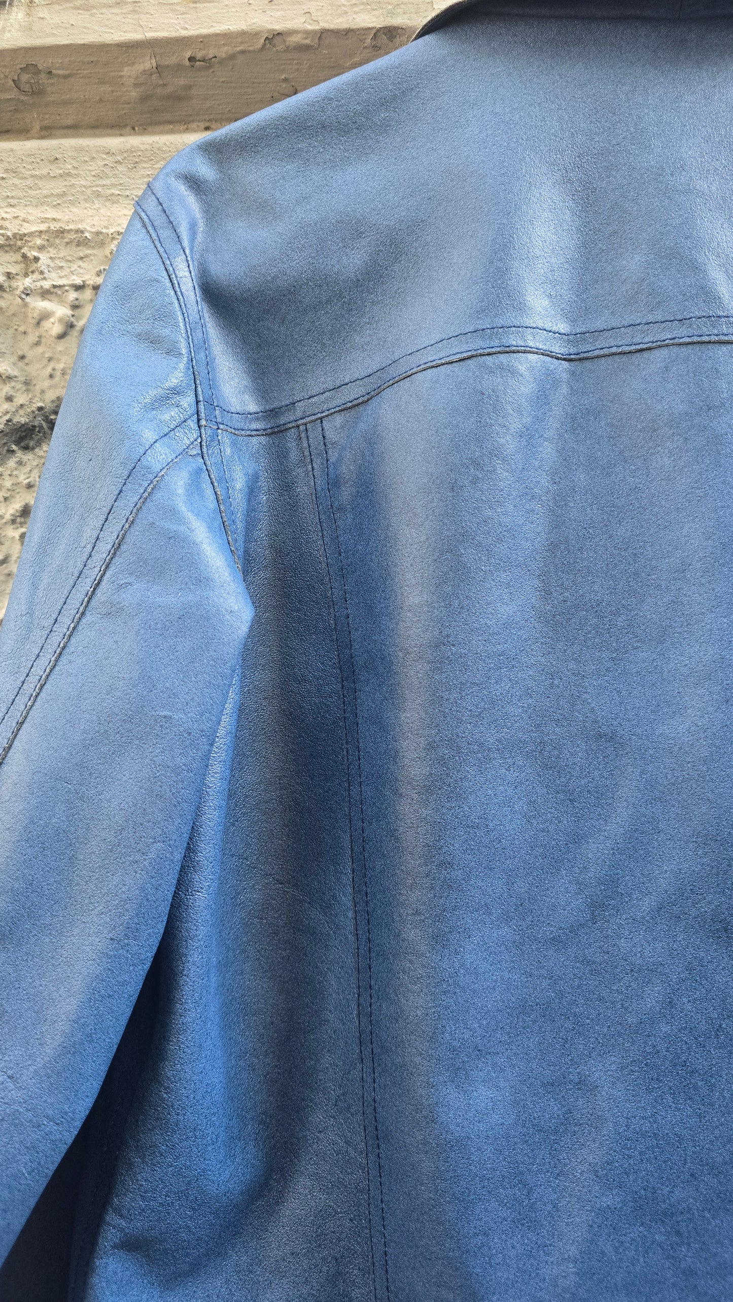 Giacca vintage in pelle blu