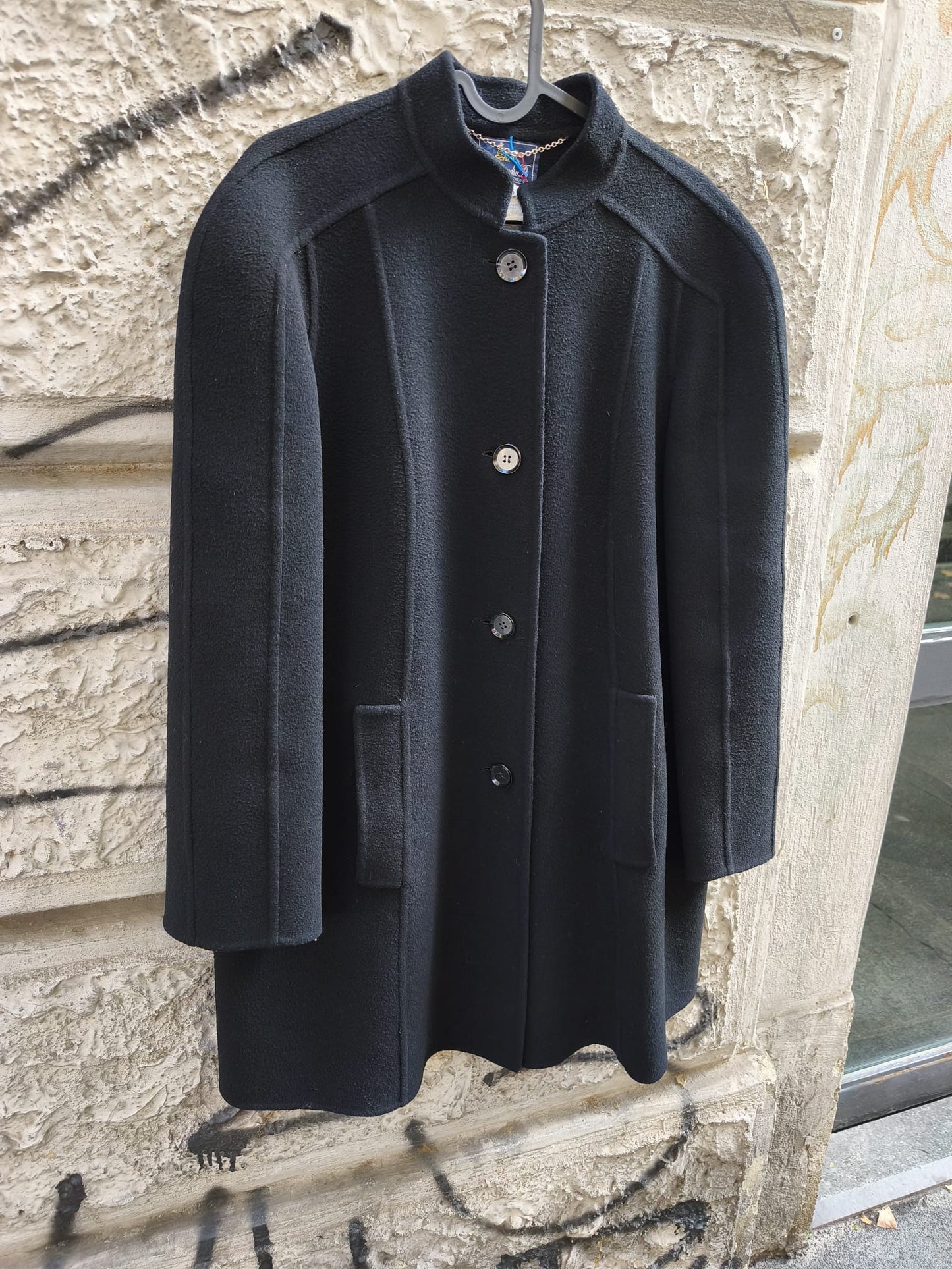 Cappotto nero vintage donna lana e cashmere