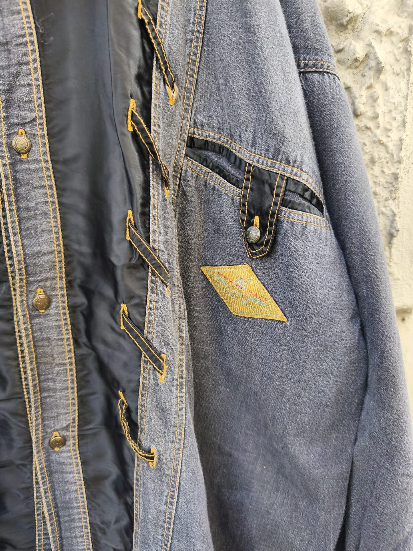 Camicia vintage in denim e raso