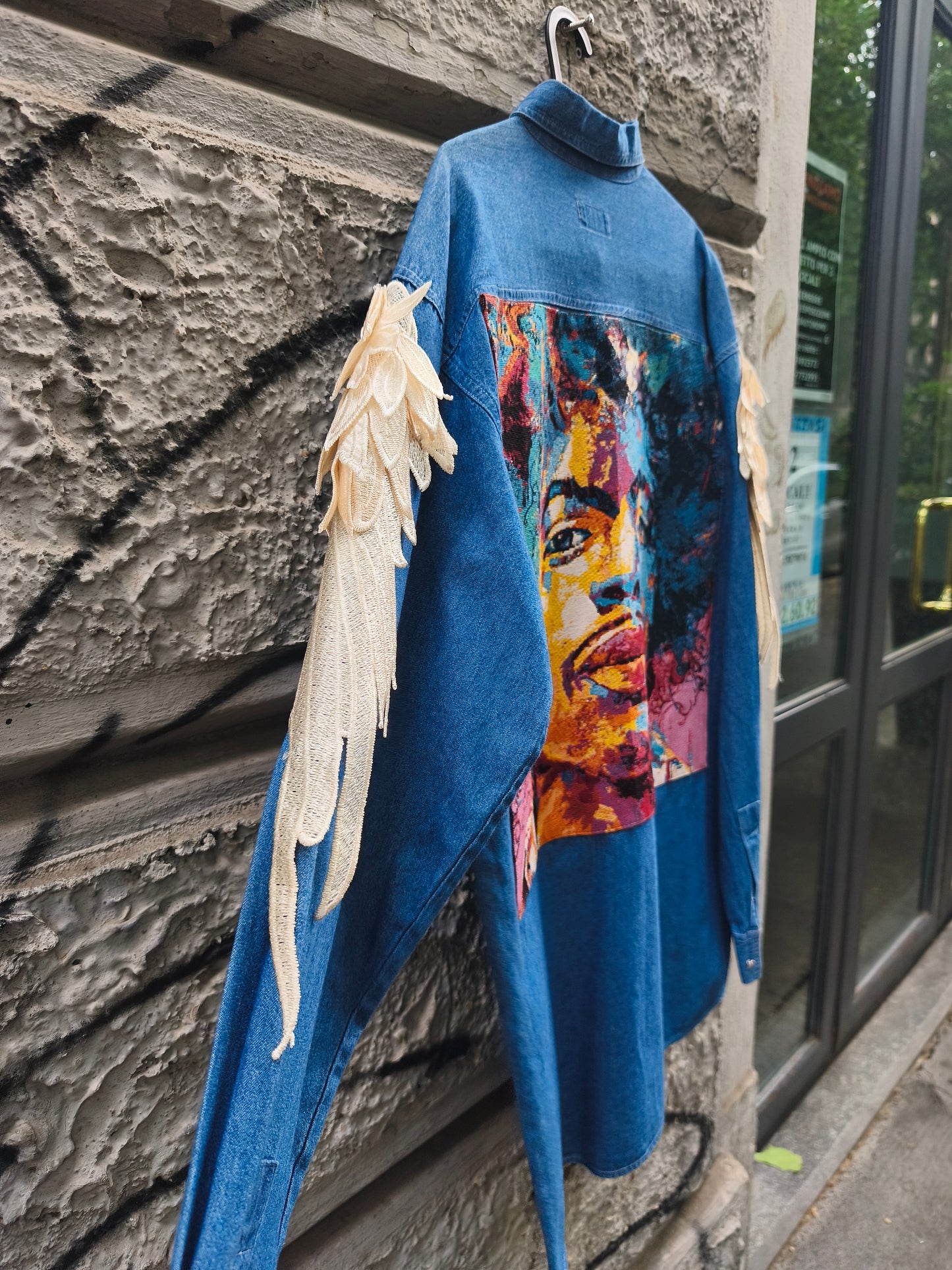 Camicia denim vintage Custom Jimi Hendrix con Ali by Sismica