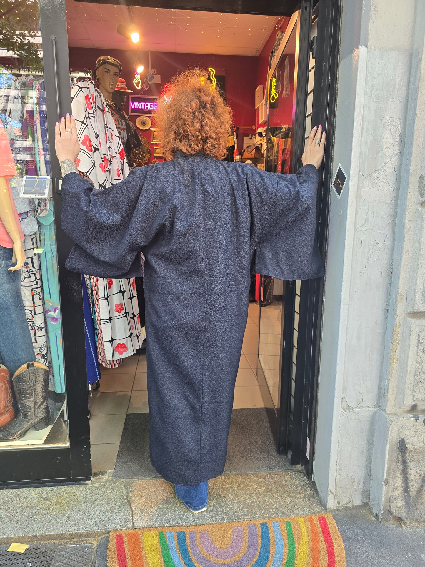 Kimono blu in puro cotone