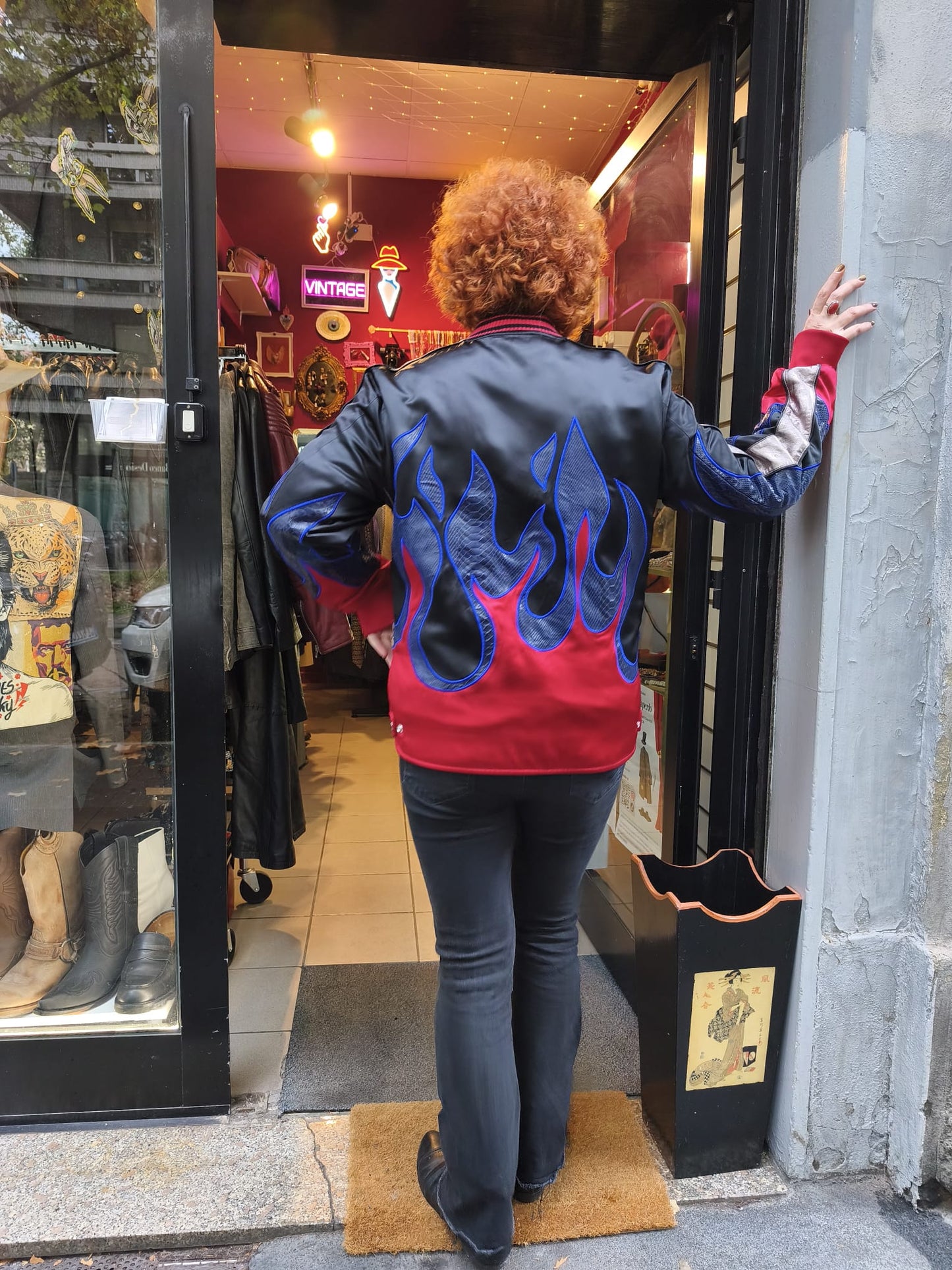 Bomber uomo Diesel vintage in raso e vera pelle