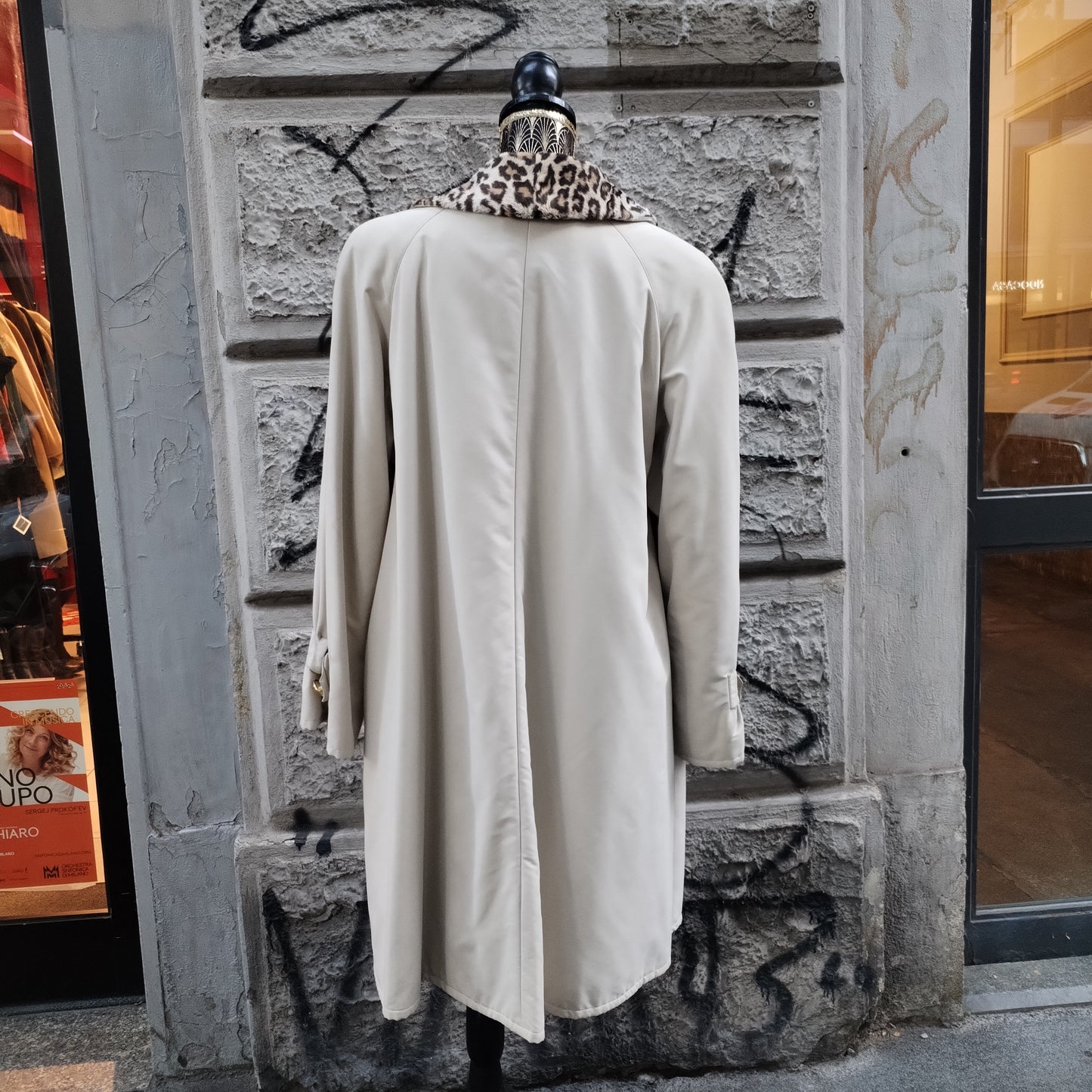 Cappotto donna beige Max Mara con collo maculato