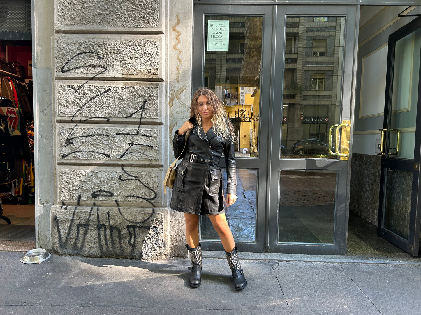 Giacca in pelle modello chiodo