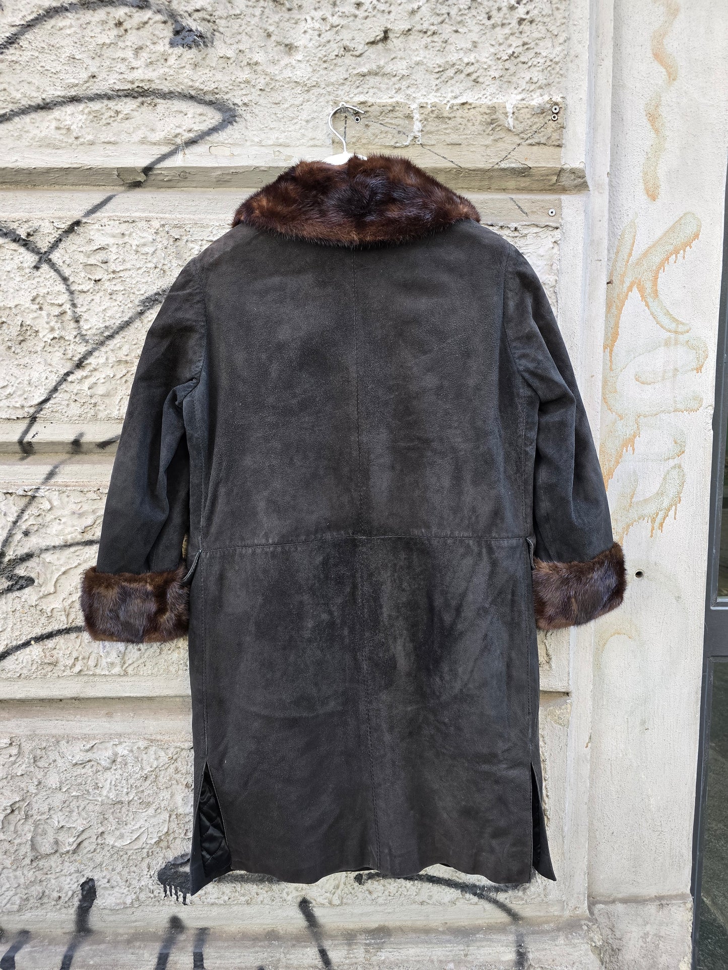 Giacca donna vintage in camoscio e visone