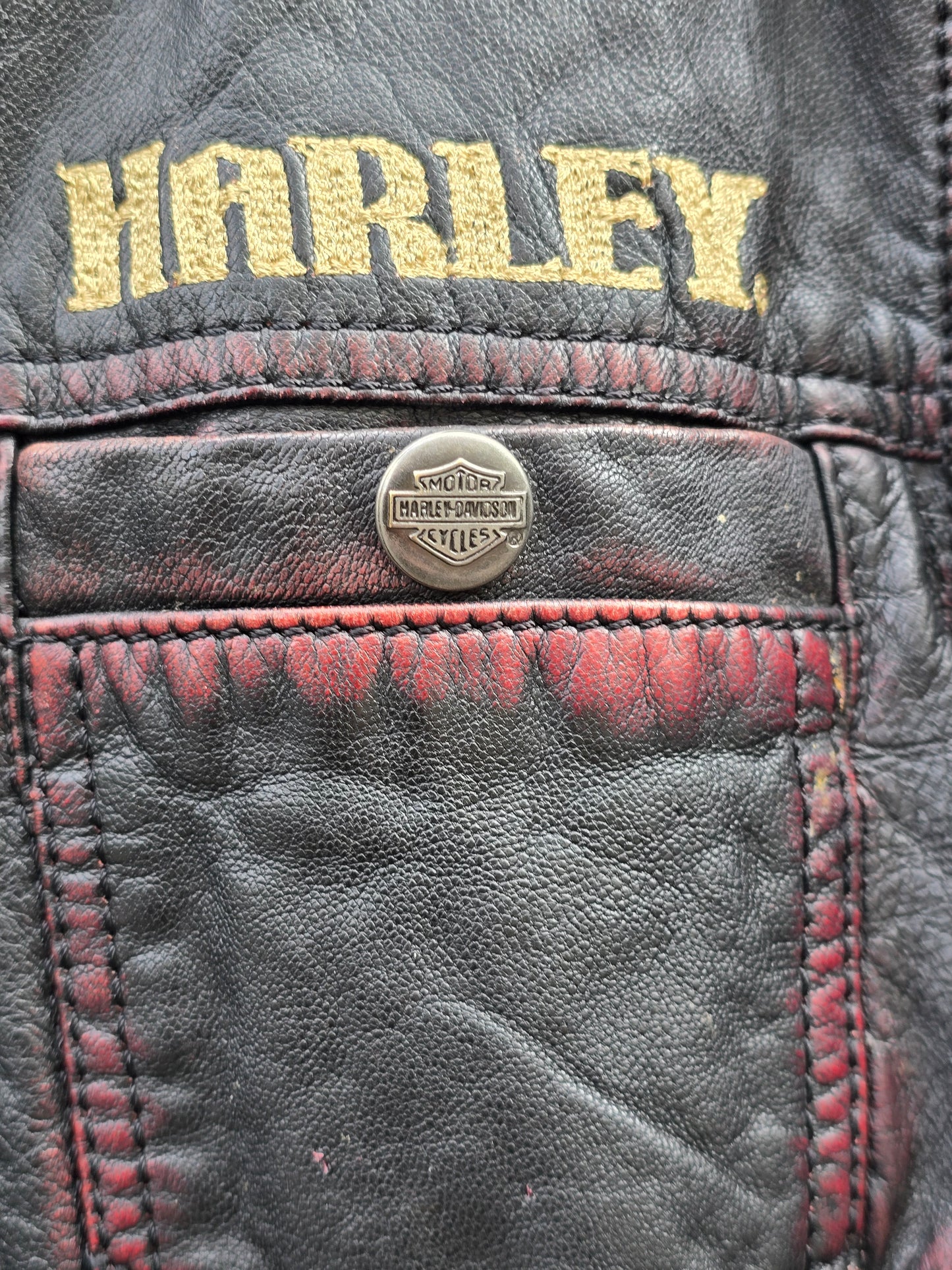 Giacca vintage in pelle Harley Davidson Riding Gear