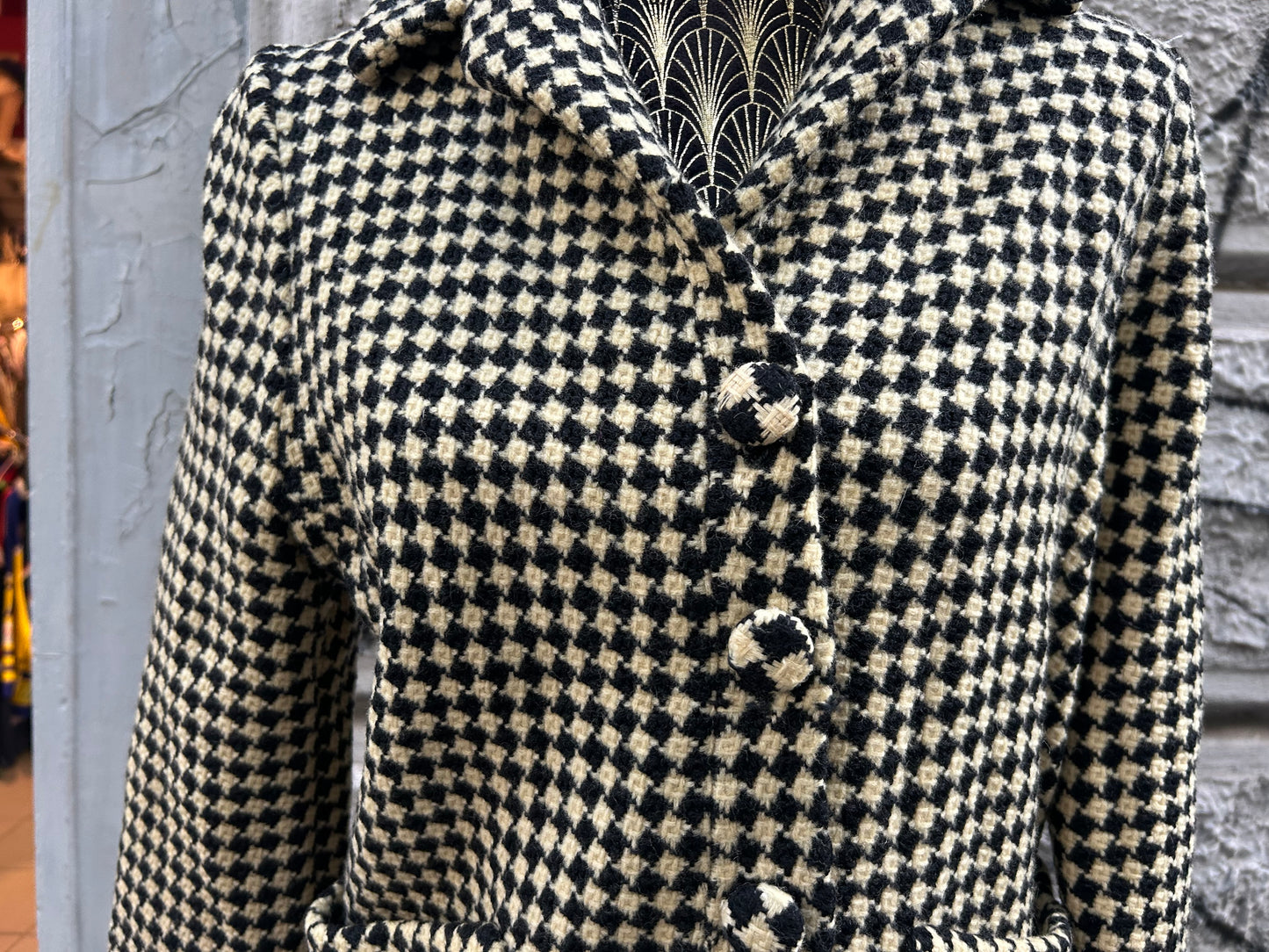 Blazer vintage in lana bianco e nero