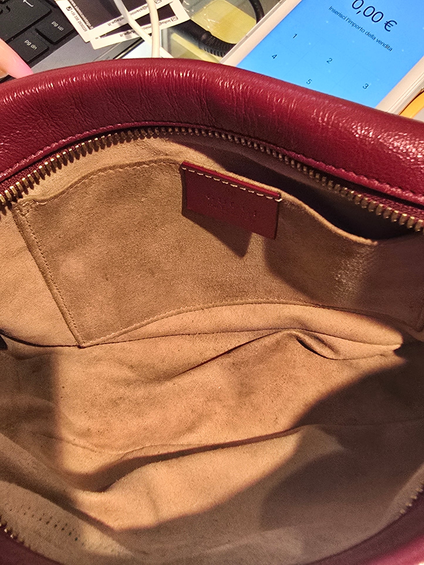 Borsa Gucci Marmont vintage rossa pelle e stoffa monogrammata
