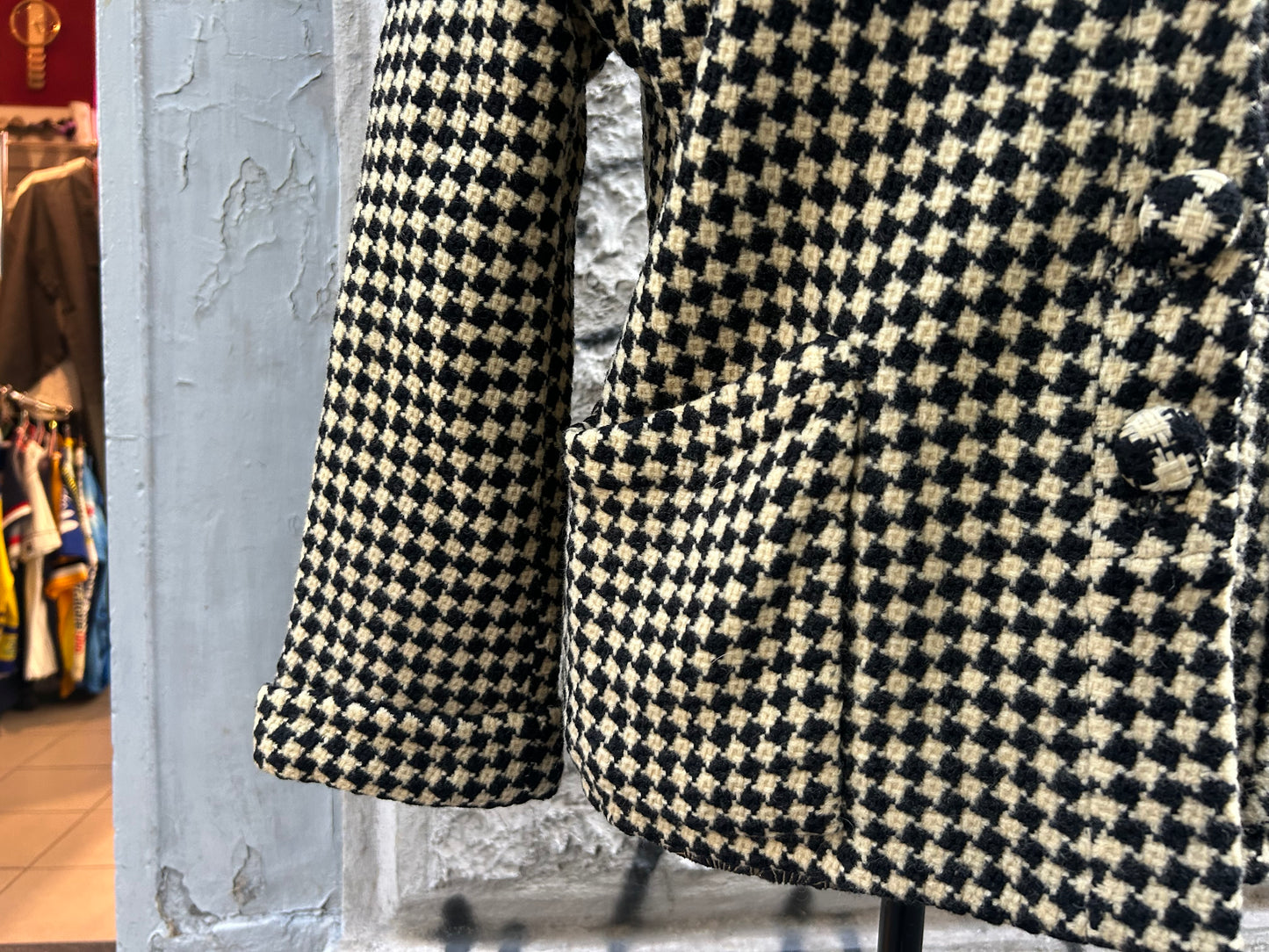 Blazer vintage in lana bianco e nero