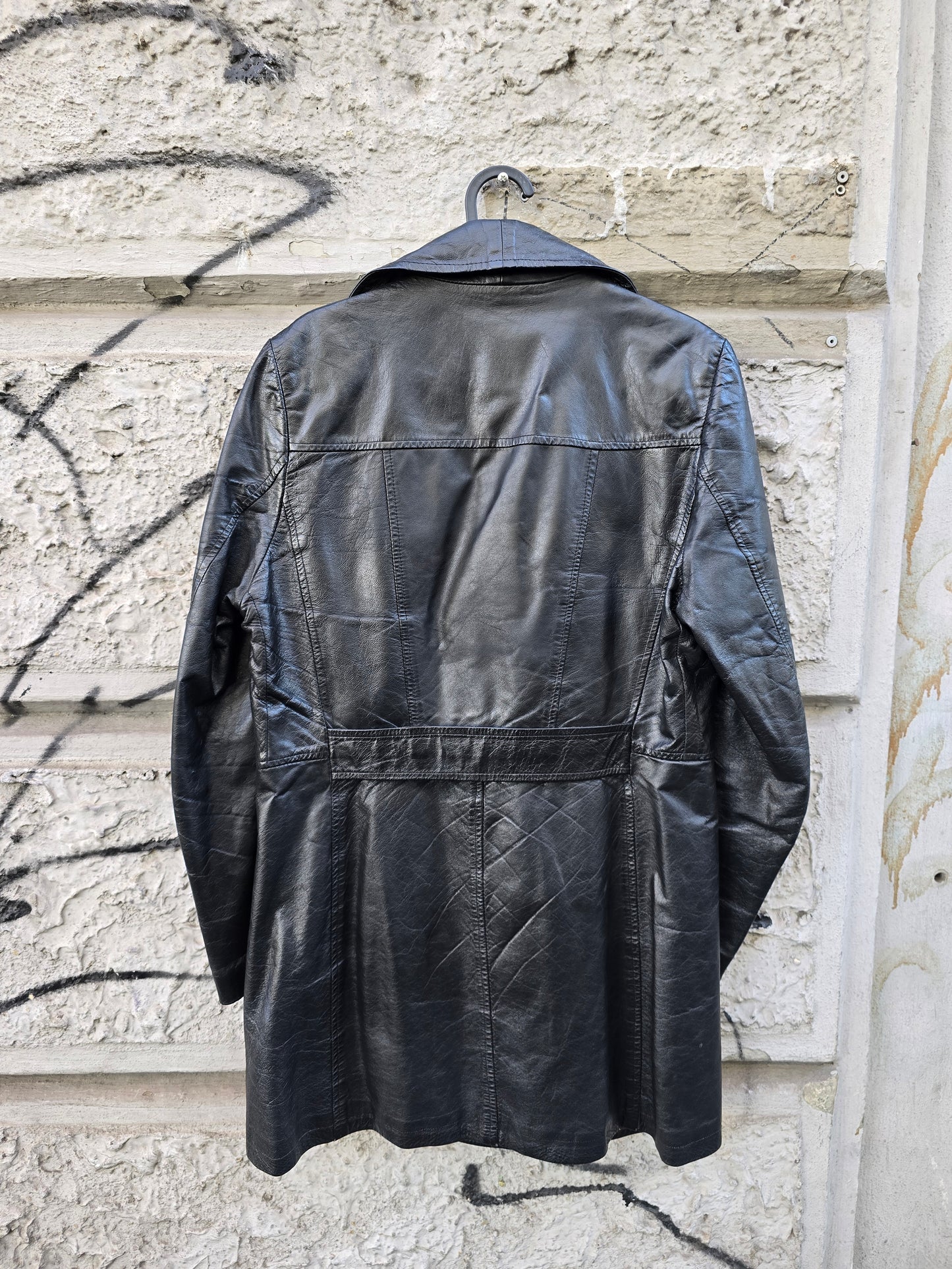 Trench in vera pelle vintage con cintura