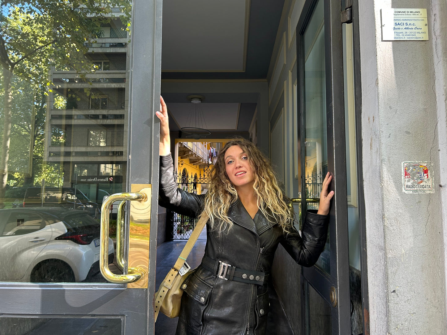 Giacca in pelle modello chiodo
