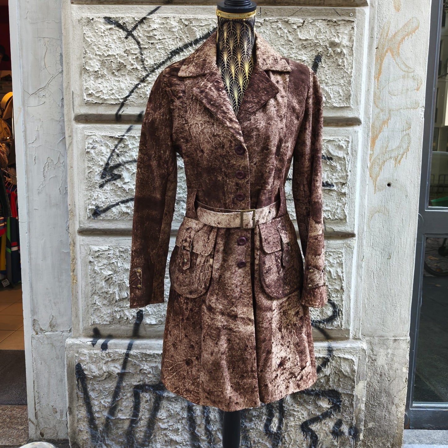 Cappotto vintage in vera pelle artigianale