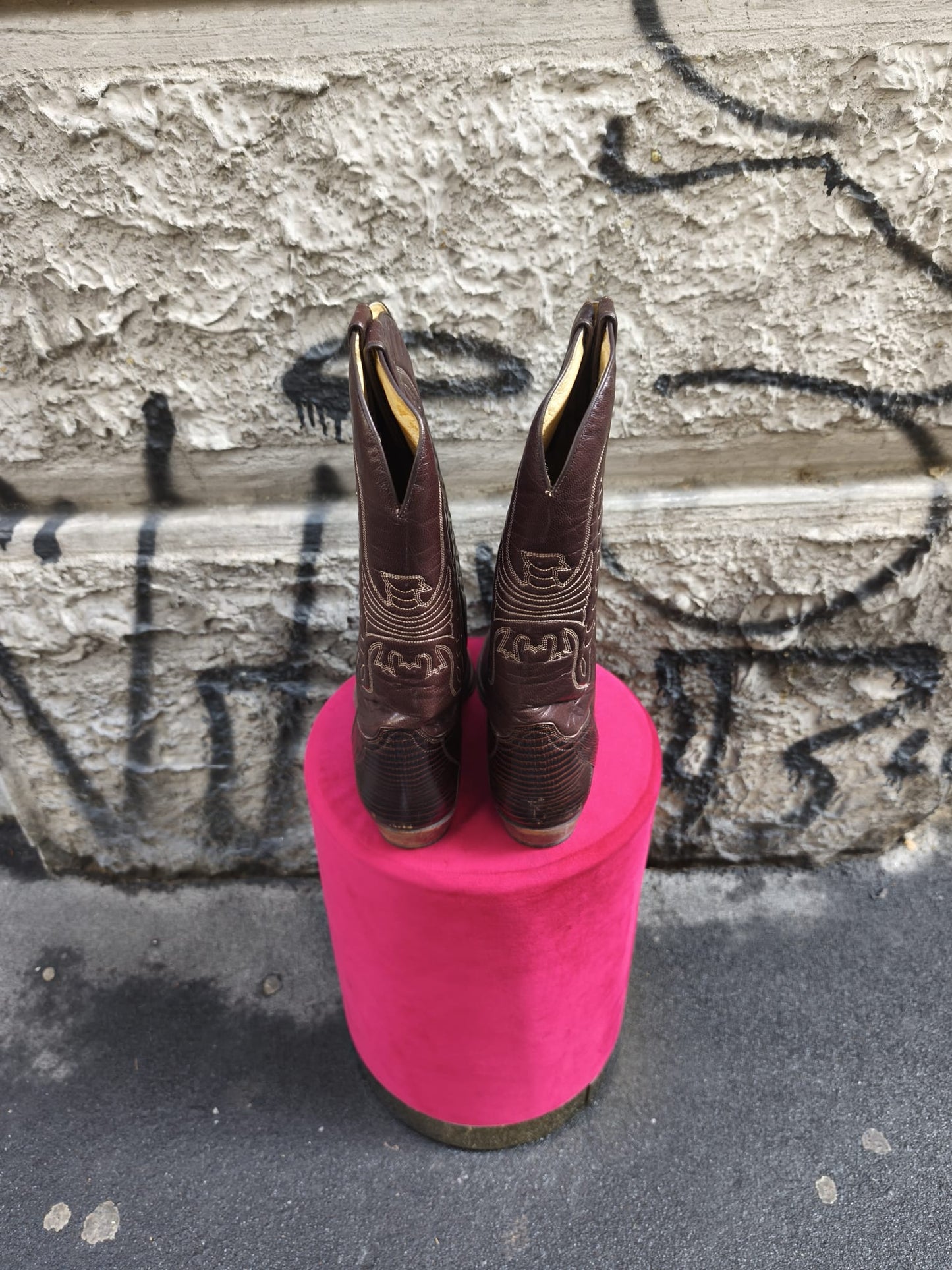 Stivali uomo vintage Sancho in vera pelle marrone numero 43