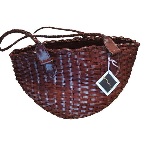Borsa vintage a cestino in pelle intrecciata