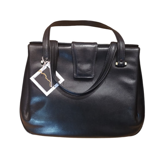 Borsa a mano nera in pelle anni 60