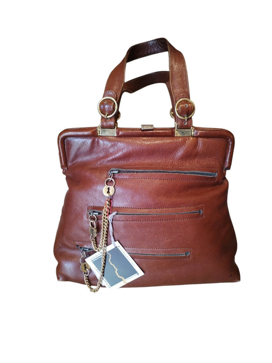 Borsa vintage a braccio anni 60 in pelle marrone