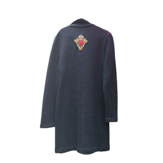 Cappotto vintage blu in pura lana custom