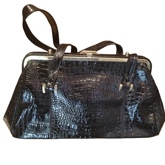 Borsa modello doctor bag nera lucida anni 70