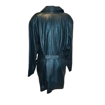Trench in pelle anni 80 vintage verde smeraldo